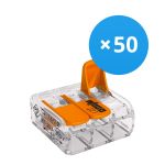 Mehrfachpackung 50x Wago 221-413 Verbinder Kompakt | 3 Draht Verbindung - Verbindungsklemme